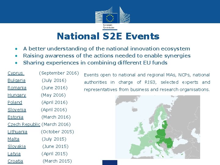 National S 2 E Events • • • A better understanding of the national