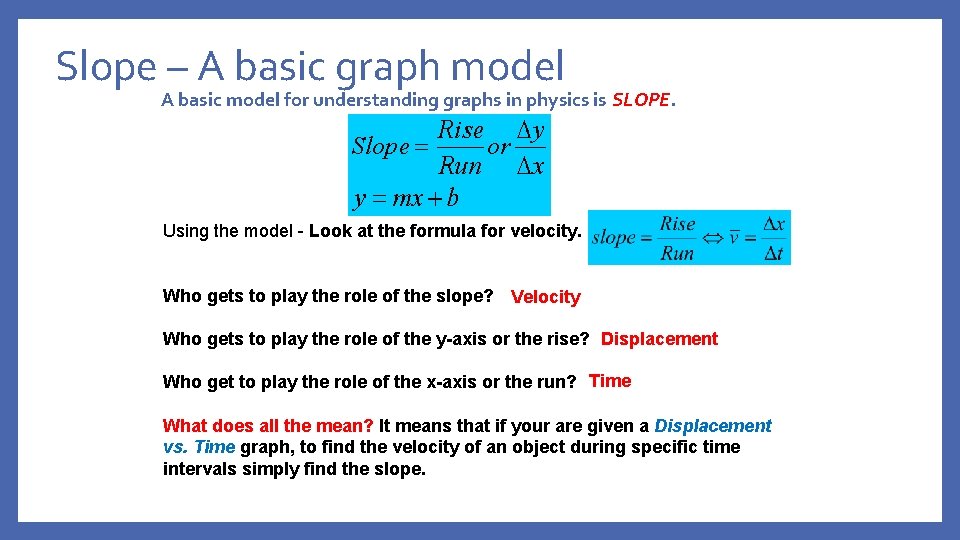 Slope – A basic graph model A basic model for understanding graphs in physics