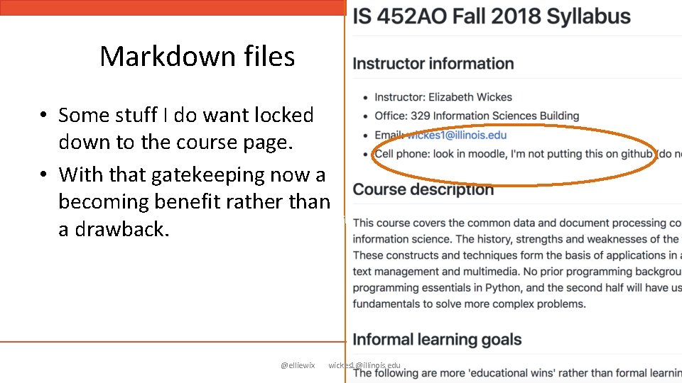Markdown files • Some stuff I do want locked down to the course page.