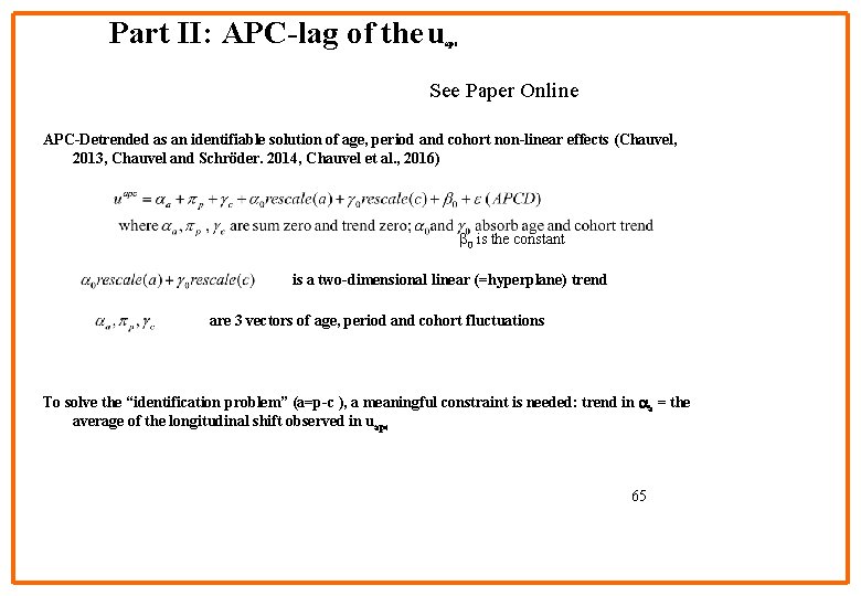 Part II: APC-lag of the u apc See Paper Online APC-Detrended as an identifiable