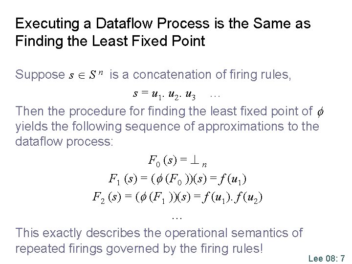 Executing a Dataflow Process is the Same as Finding the Least Fixed Point Suppose