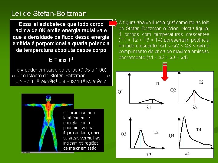 Lei de Stefan-Boltzman Essa lei estabelece que todo corpo acima de 0 K emite