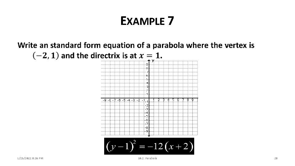 EXAMPLE 7 1/25/2022 8: 26 PM 10. 2: Parabola 28 