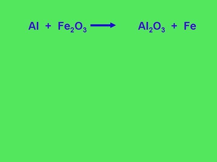 Al + Fe 2 O 3 Al 2 O 3 + Fe 
