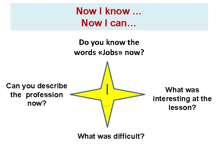 Now I know … Now I can… Do you know the words «Jobs» now?