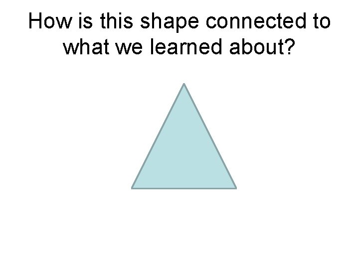 How is this shape connected to what we learned about? 