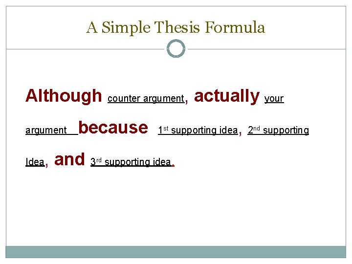 A Simple Thesis Formula Although counter argument, actually your argument Idea because , and