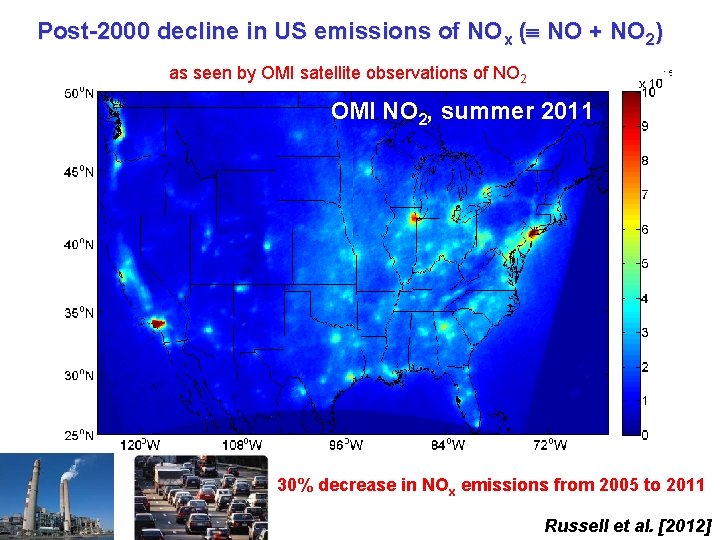 Post-2000 decline in US emissions of NOx ( NO + NO 2) as seen