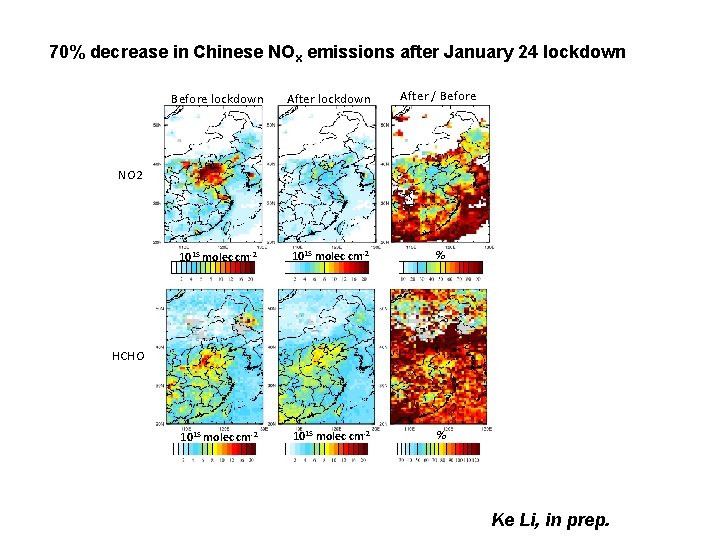 70% decrease in Chinese NOx emissions after January 24 lockdown Before lockdown After /