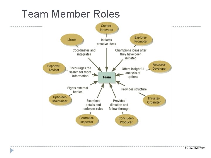 Team Member Roles Prentice Hall, 2002 