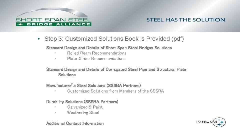  • Step 3: Customized Solutions Book is Provided (pdf) Standard Design and Details