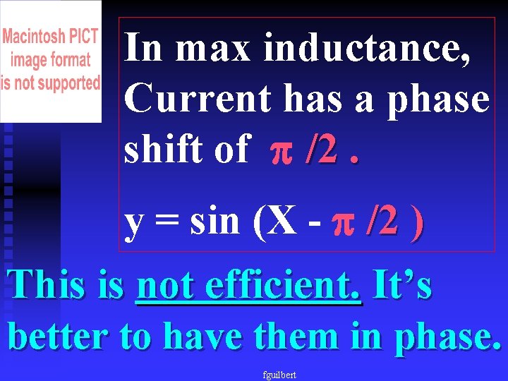 In max inductance, Current has a phase shift of /2. y = sin (X