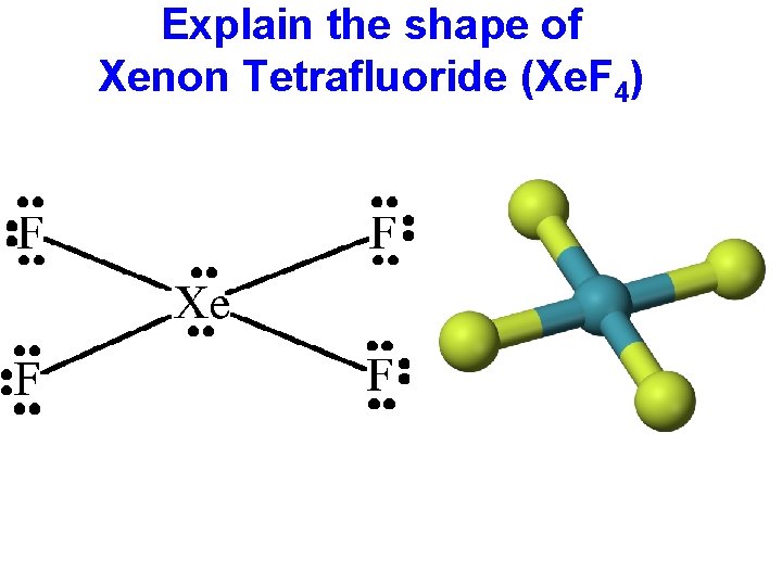 Explain the shape of Xenon Tetrafluoride (Xe. F 4) 
