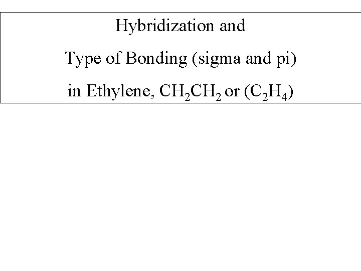 Hybridization and Type of Bonding (sigma and pi) in Ethylene, CH 2 or (C