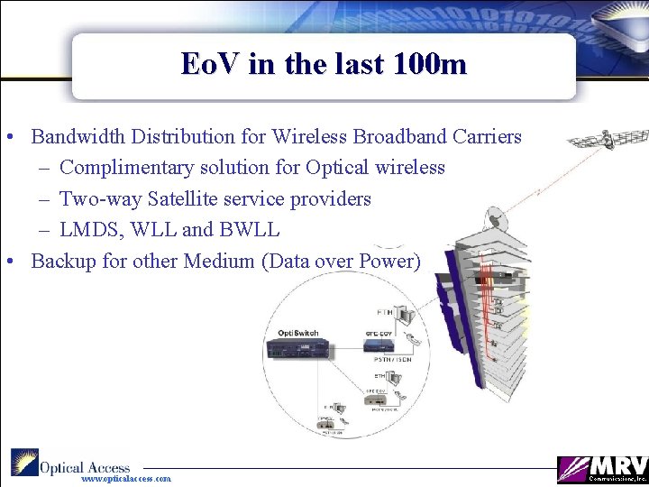 Eo. V in the last 100 m • Bandwidth Distribution for Wireless Broadband Carriers