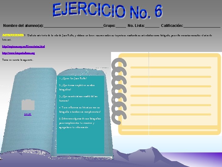 Nombre del alumno(a): _______________Grupo: _____ No. Lista: _______ Calificación: _________ INSTRUCCIONES: I. Disfruta este