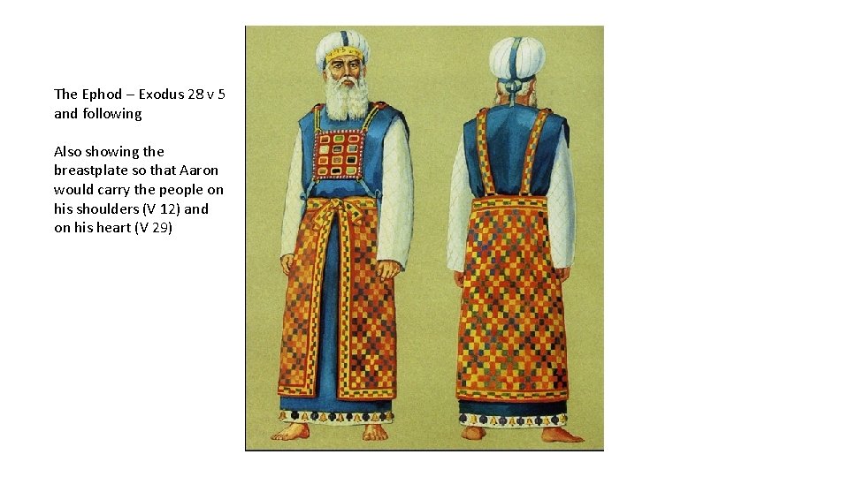 The Ephod – Exodus 28 v 5 and following Also showing the breastplate so