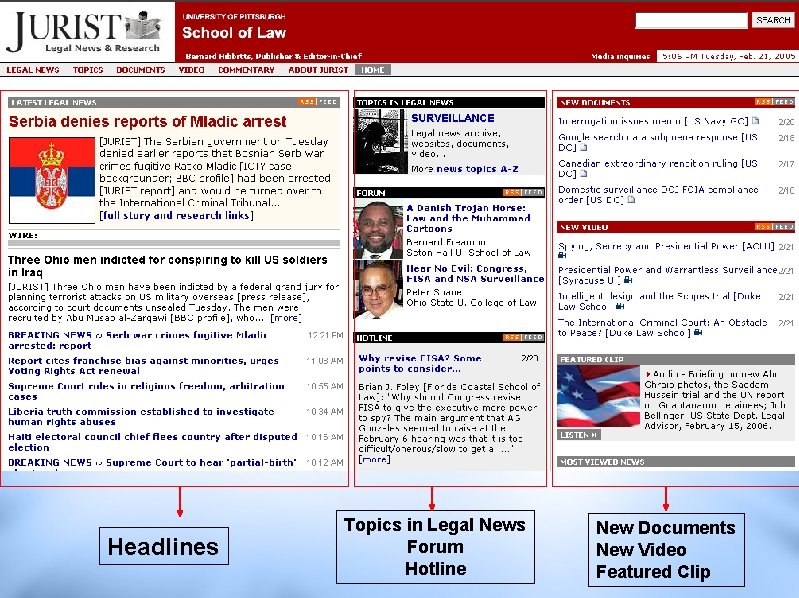 Headlines Topics in Legal News Forum Hotline New Documents New Video Featured Clip 