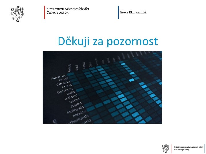 Ministerstvo zahraničních věcí České republiky Sekce Ekonomická Děkuji za pozornost 