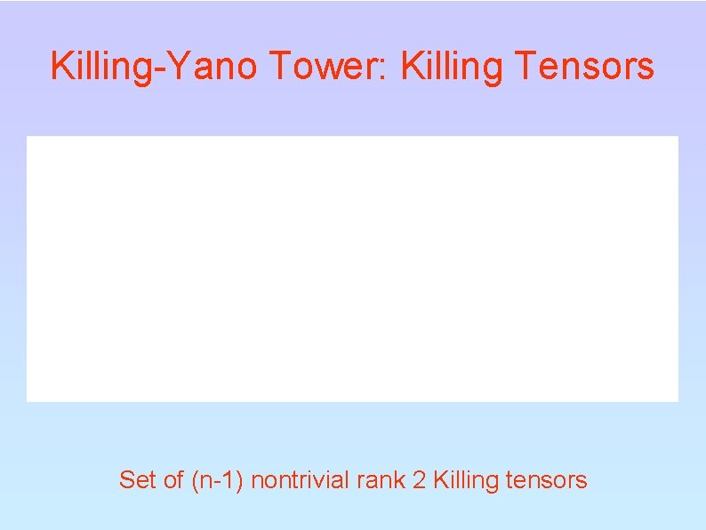 Killing-Yano Tower: Killing Tensors Set of (n-1) nontrivial rank 2 Killing tensors 