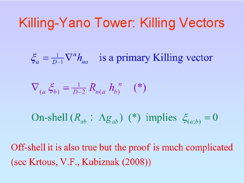 Killing-Yano Tower: Killing Vectors 