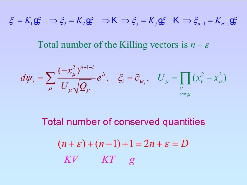 Total number of conserved quantities 