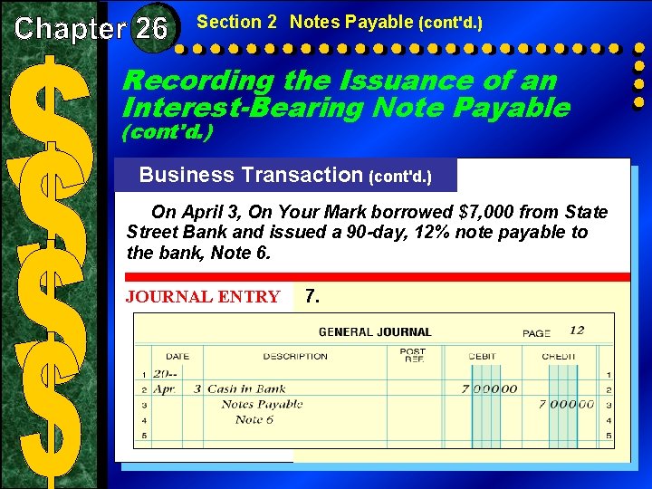 Section 2 Notes Payable (cont'd. ) Recording the Issuance of an Interest-Bearing Note Payable