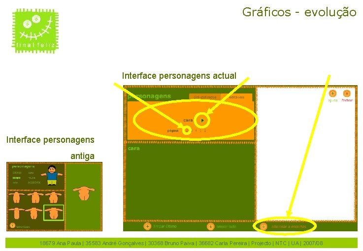 Gráficos - evolução Interface personagens actual Interface personagens antiga 18679 Ana Paula | 35583