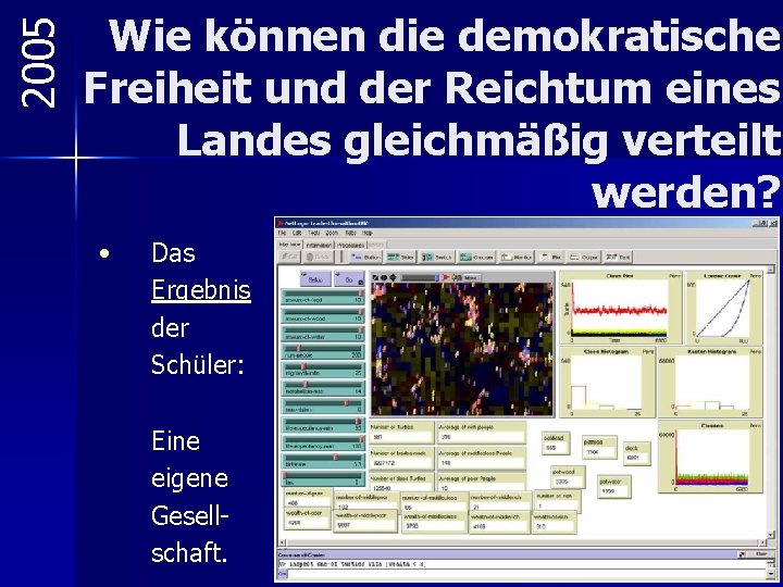 2005 Wie können die demokratische Freiheit und der Reichtum eines Landes gleichmäßig verteilt werden?