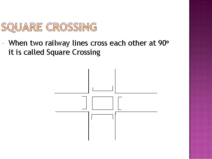  When two railway lines cross each other at 90 o it is called