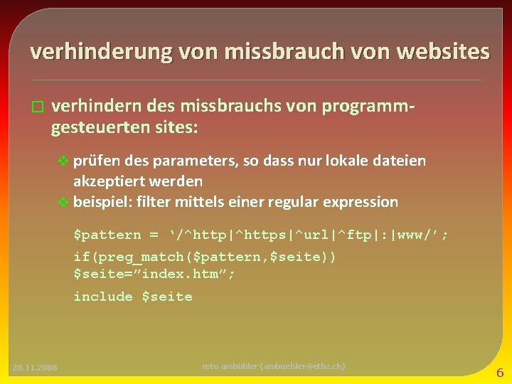 verhinderung von missbrauch von websites � verhindern des missbrauchs von programmgesteuerten sites: v prüfen