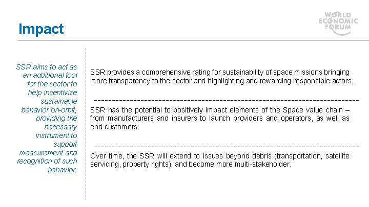 Impact SSR aims to act as an additional tool for the sector to help