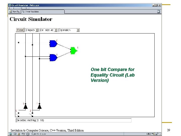 One-bit Compare for Equality Circuit (“Lab” Version) One bit Compare for Equality Circuit (Lab One-bit Compare for Equality Circuit (“Lab” Version) One bit Compare for Equality Circuit (Lab