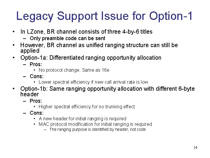 Legacy Support Issue for Option-1 • In LZone, BR channel consists of three 4