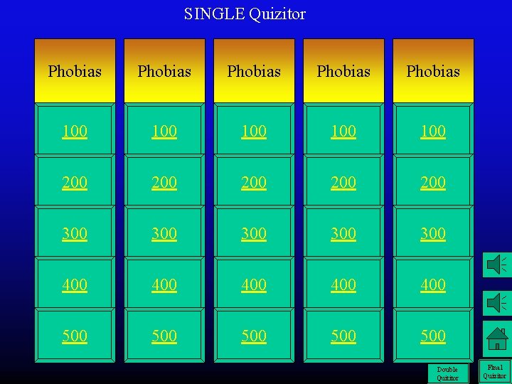 SINGLE Quizitor Phobias Phobias 100 100 100 200 200 200 300 300 300 400