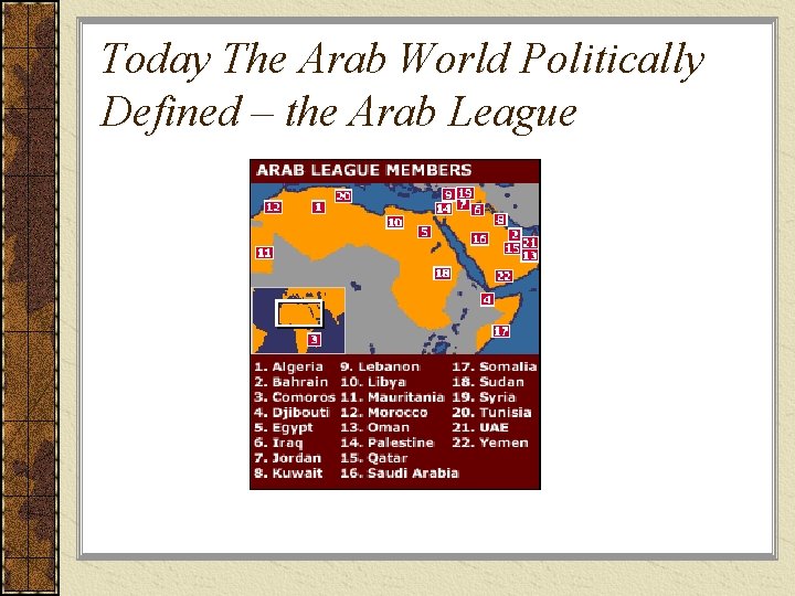 Today The Arab World Politically Defined – the Arab League 