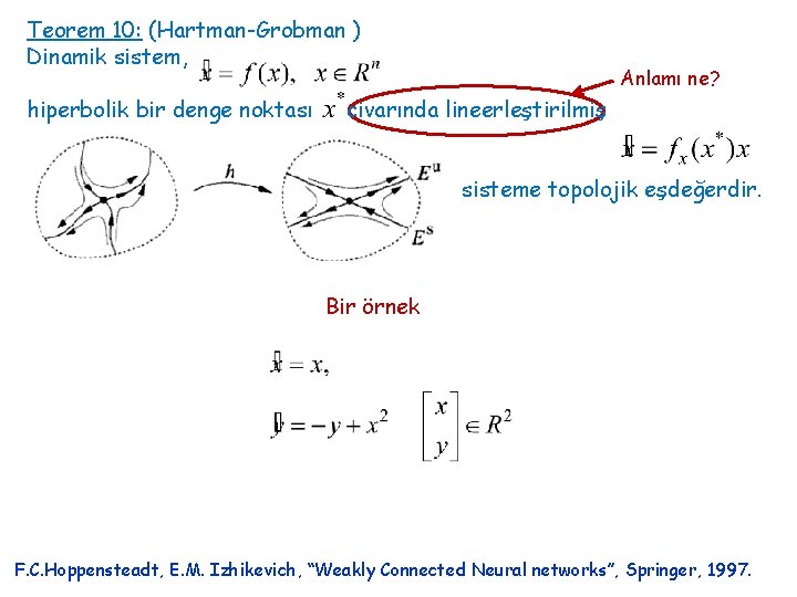 Teorem 10: (Hartman-Grobman ) Dinamik sistem, hiperbolik bir denge noktası Anlamı ne? civarında lineerleştirilmiş