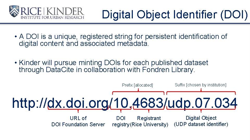 Digital Object Identifier (DOI) • A DOI is a unique, registered string for persistent