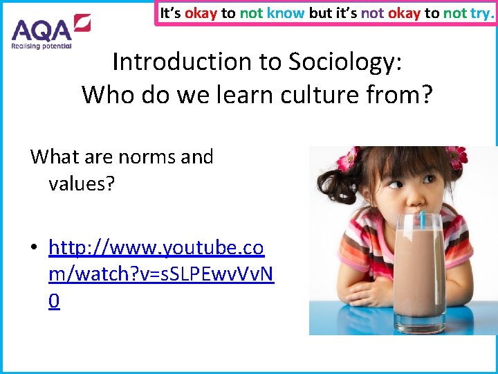 It’s okay to not know but it’s not okay to not try. Introduction to It’s okay to not know but it’s not okay to not try. Introduction to