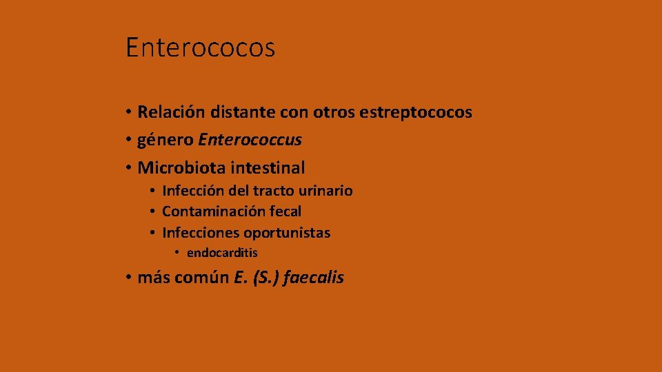 Enterococos • Relación distante con otros estreptococos • género Enterococcus • Microbiota intestinal •
