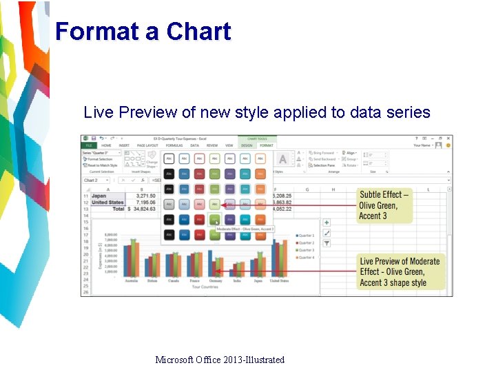 Format a Chart Live Preview of new style applied to data series Microsoft Office