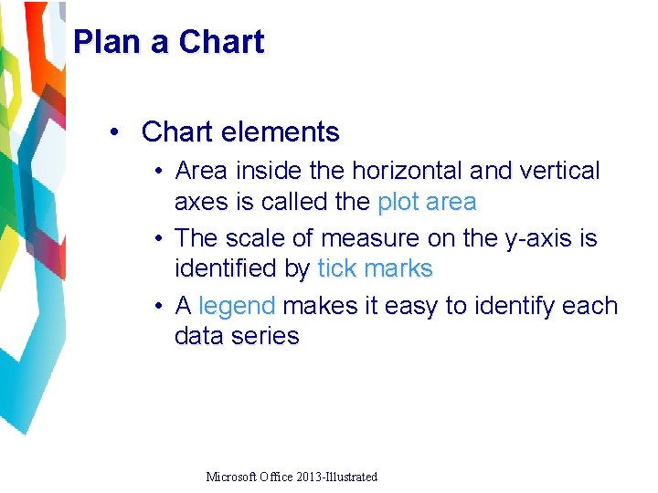 Plan a Chart • Chart elements • Area inside the horizontal and vertical axes