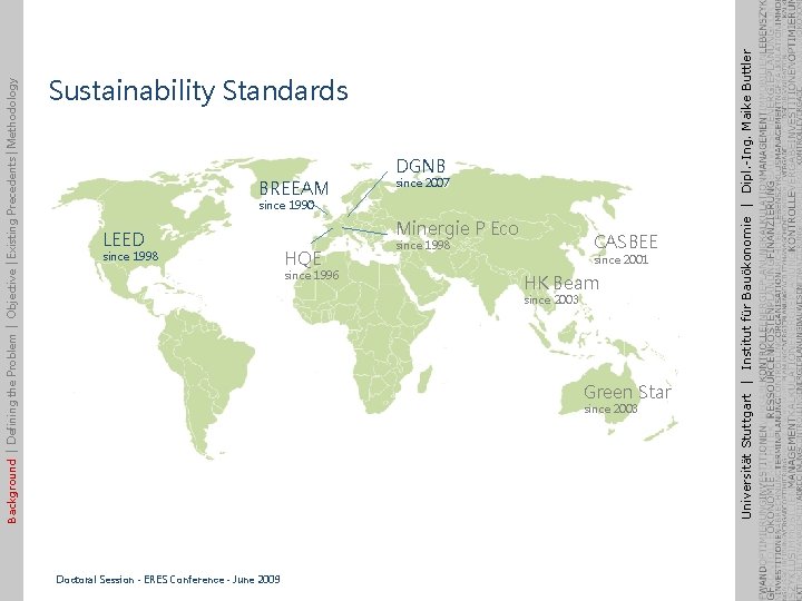 BREEAM DGNB since 2007 since 1990 LEED since 1998 Minergie P Eco HQE since
