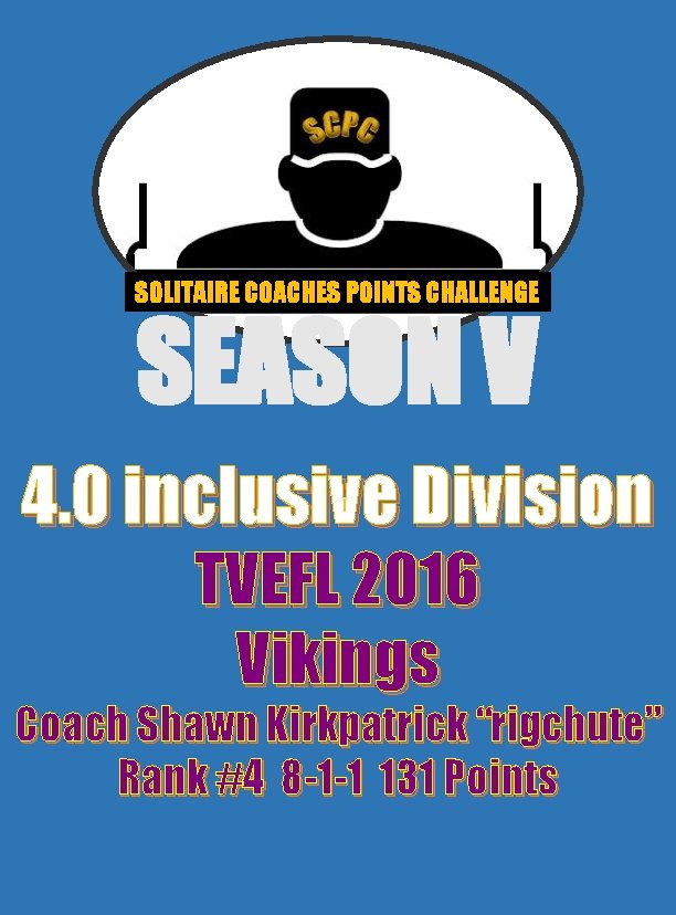 SOLITAIRE COACHES POINTS CHALLENGE SEASON V 4. 0 inclusive Division TVEFL 2016 Vikings Coach