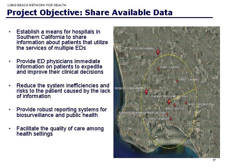 LONG BEACH NETWORK FOR HEALTH Project Objective: Share Available Data • Establish a means