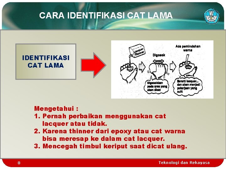 CARA IDENTIFIKASI CAT LAMA Mengetahui : 1. Pernah perbaikan menggunakan cat lacquer atau tidak.