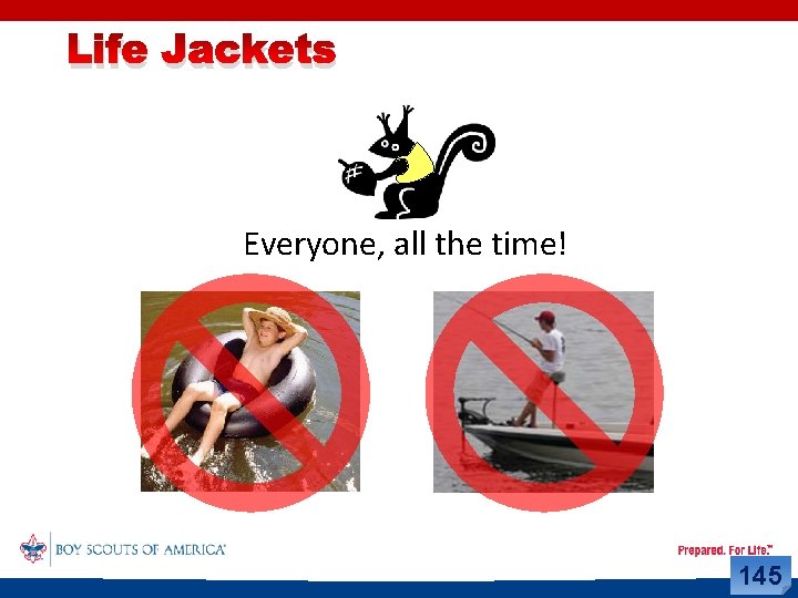 Life Jackets Everyone, all the time! 145 