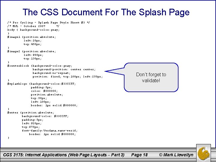 The CSS Document For The Splash Page /* Pro Cycling - Splash Page Style
