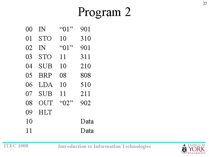 Program 2 00 01 02 03 04 05 06 07 08 09 10 11
