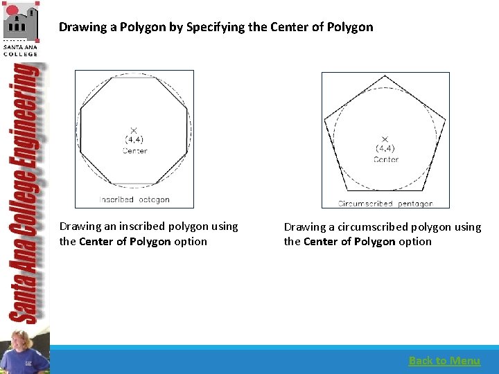 Drawing a Polygon by Specifying the Center of Polygon Drawing an inscribed polygon using